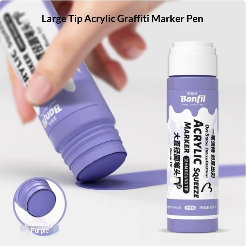1Pcs 3Cm Jumbo Felt Tip Acrylic Paint Markers Graffiti Jumbo Colored Markers For Rock Painting Stone Ceramic Glass Wood Canvas