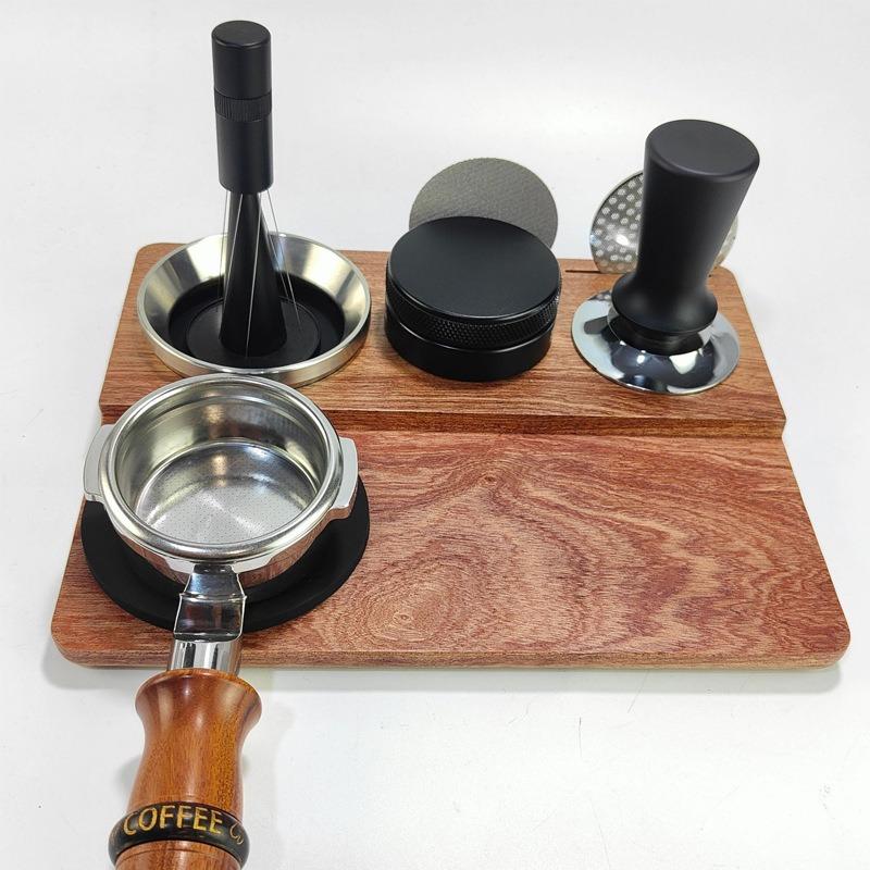 51/54/58mm Universal Coffee Tamper Mat Station Stand Portafilter Holder Support Base Rack Wood Coffee Handle Storage Tools