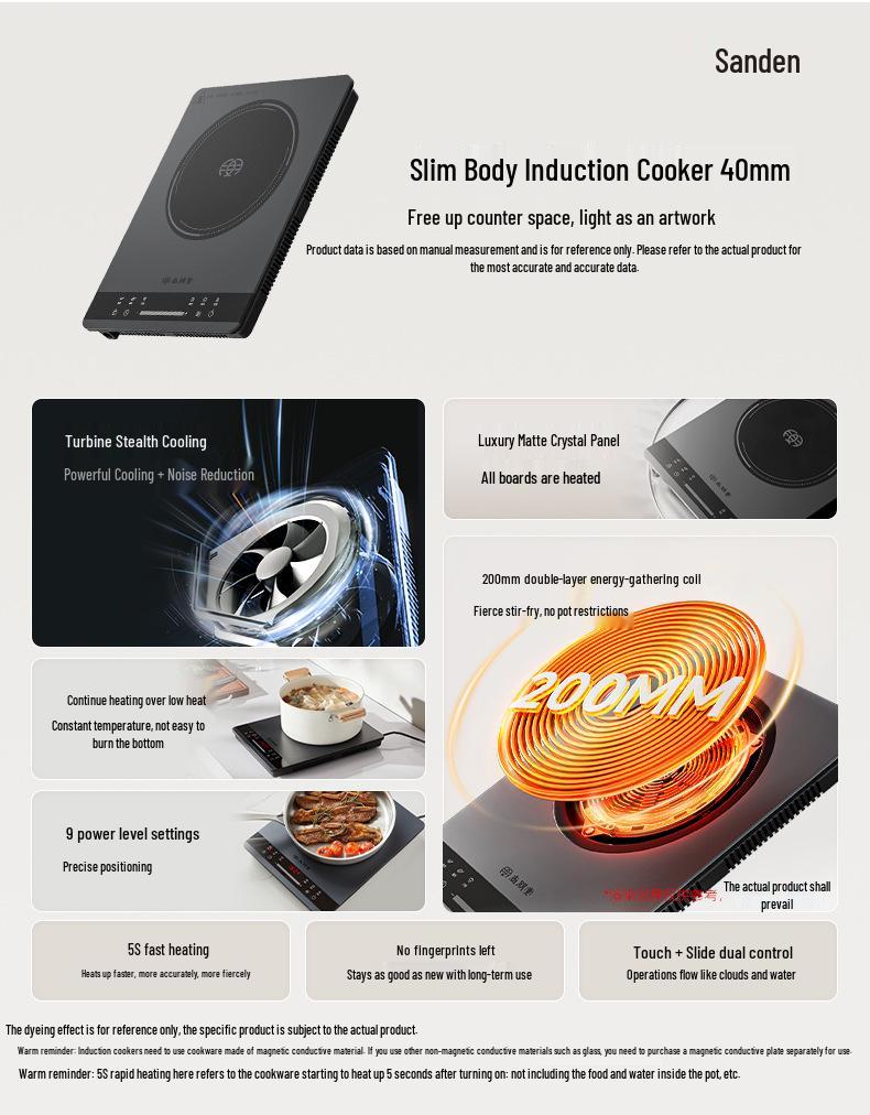 Shangpengtang Smart Slim Induction Cooker: Even, Continuous Heating for Hot Pots & Stir-Fries At Home.