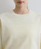 Gold Button Accent Sleeve Crew Neck [BIS] Washable/Anti-Pilling Knit, Women's, BVM35080, Off-White (16)