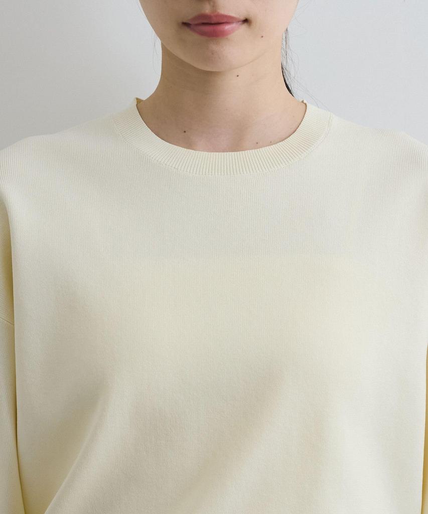Gold Button Accent Sleeve Crew Neck [BIS] Washable/Anti-Pilling Knit, Women's, BVM35080, Off-White (16)