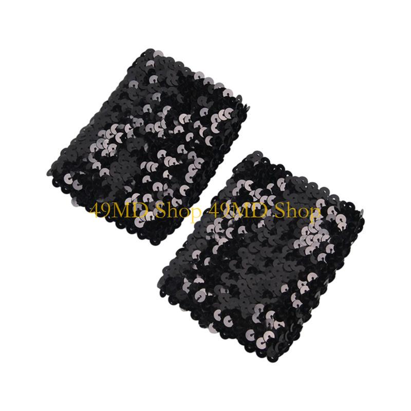 49MD Trendige Pailletten Handgelenkbündchen Dehnbar Elastisch Blingbling Armstulpen für Partys