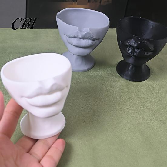 Sukkulenten Pflanztopf 3D-gedruckter lippenförmiger Blumentopf, Künstlerischer Skulpturaler Pflanzer mit matter Oberfläche, Multifunktionales Minimalistisches Schreibtischdekor für Wohn