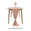 Rose Golden Table Runner Modern Decorative Pure Color Chiffon Dining Tabletop Linens with 2 White Ties for Wedding