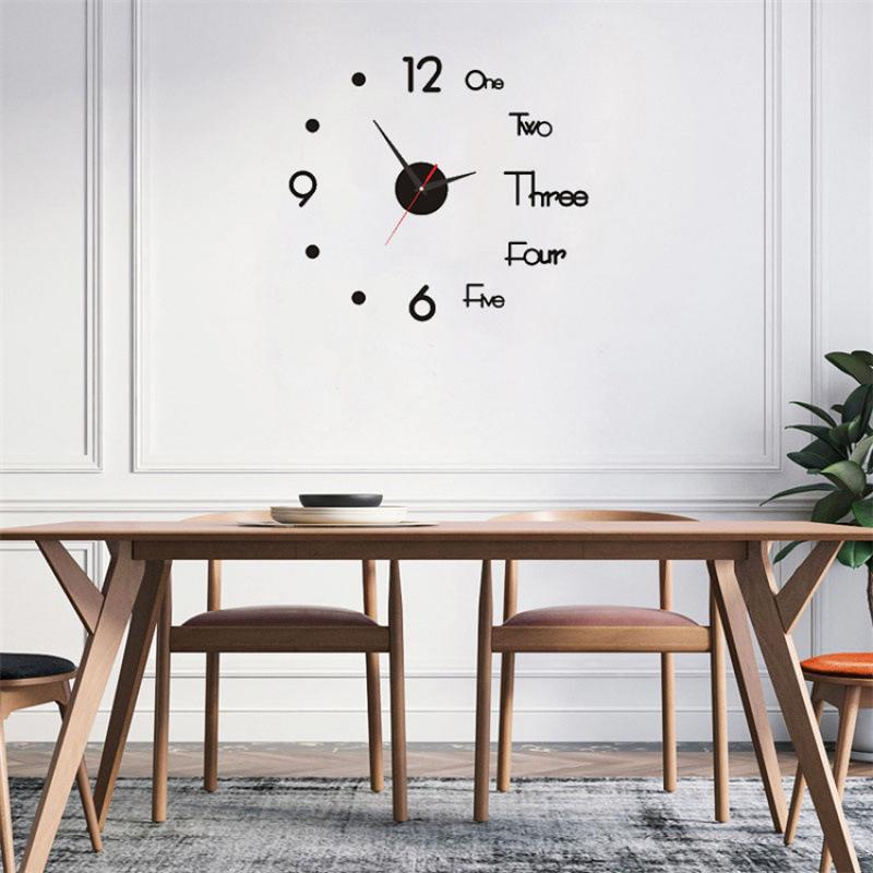 Night Light Silent Wall Clock Creative DIY Decorative Clock Acrylic Digital Clock Wall Sticker Clock