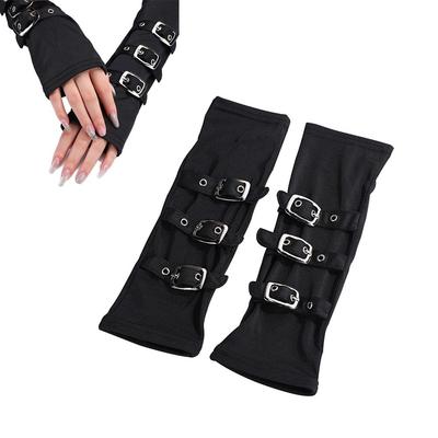 Cosplay Harajuku Punk Fingerlose Gothic Handgelenkstulpen Ösenband Halbfingerhandschuhe Ellbogenhandschuhe
