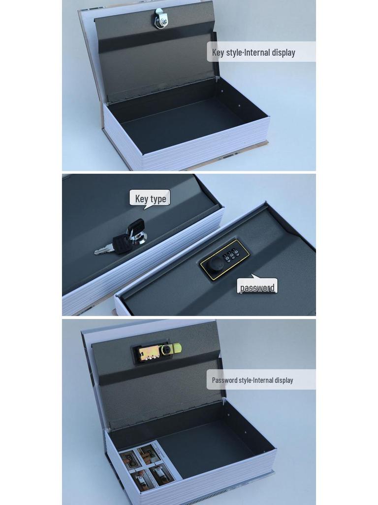 Lockable Metal Book Safe & Coin Bank with Combination Key