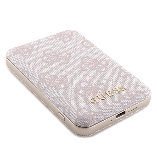 Set Guess Gubpm5P15S4Gemgp Iphone15 6.1 Hardcase + Powerbank 5000Mah Magsafe Różowy/Pink 4G Metal Logo