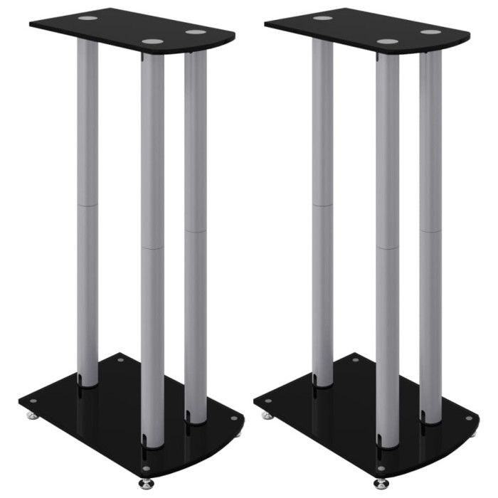Supports de haut parleurs 2 pcs noir argenté 3 piliers