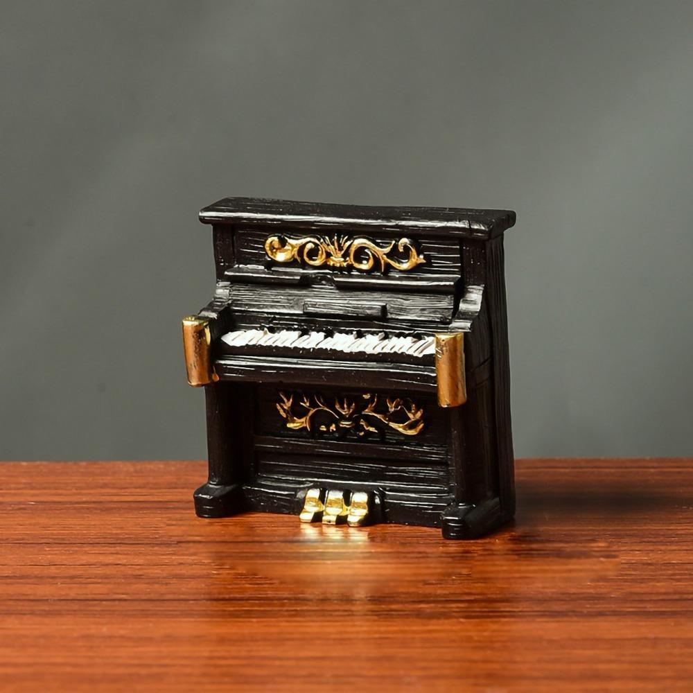 Detailed Carved Exterior Texture Retro Resin Miniature Tabletop Ornament piano