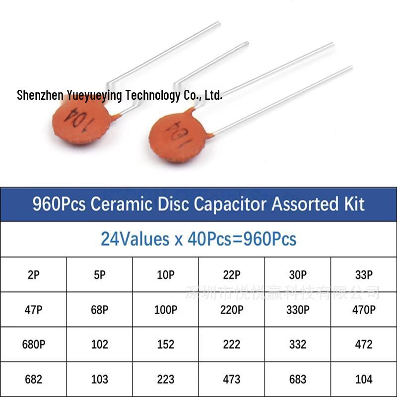 960PCS Chip Ceramic Capacitor Box, 24 Values (2pF-100nF), 40 Pieces Each