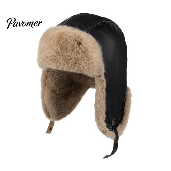 Winter Faux Leather Pilot Hat Fur Trapper Hat, Ushanka with Ear Flaps, Plush Lining, Windproof Fashionable Casual Warm Retro Fuzzy Earflap for