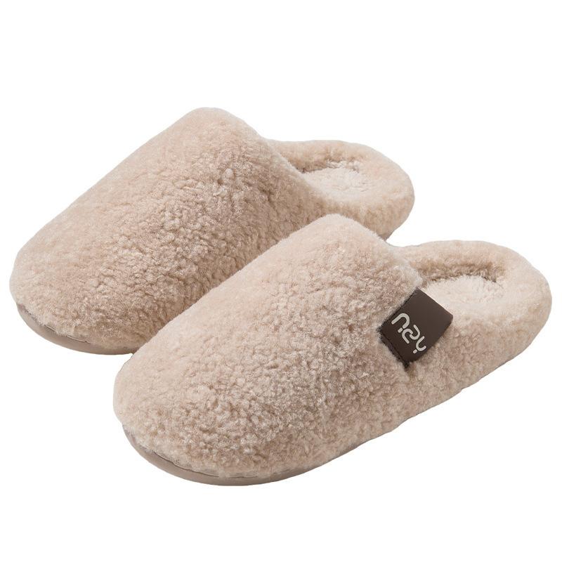 Lamb Wool Cotton Slippers Winter Retro Home Indoor Thick Bottom Non-slip Warm Piled Thickened Fluffy Slippers