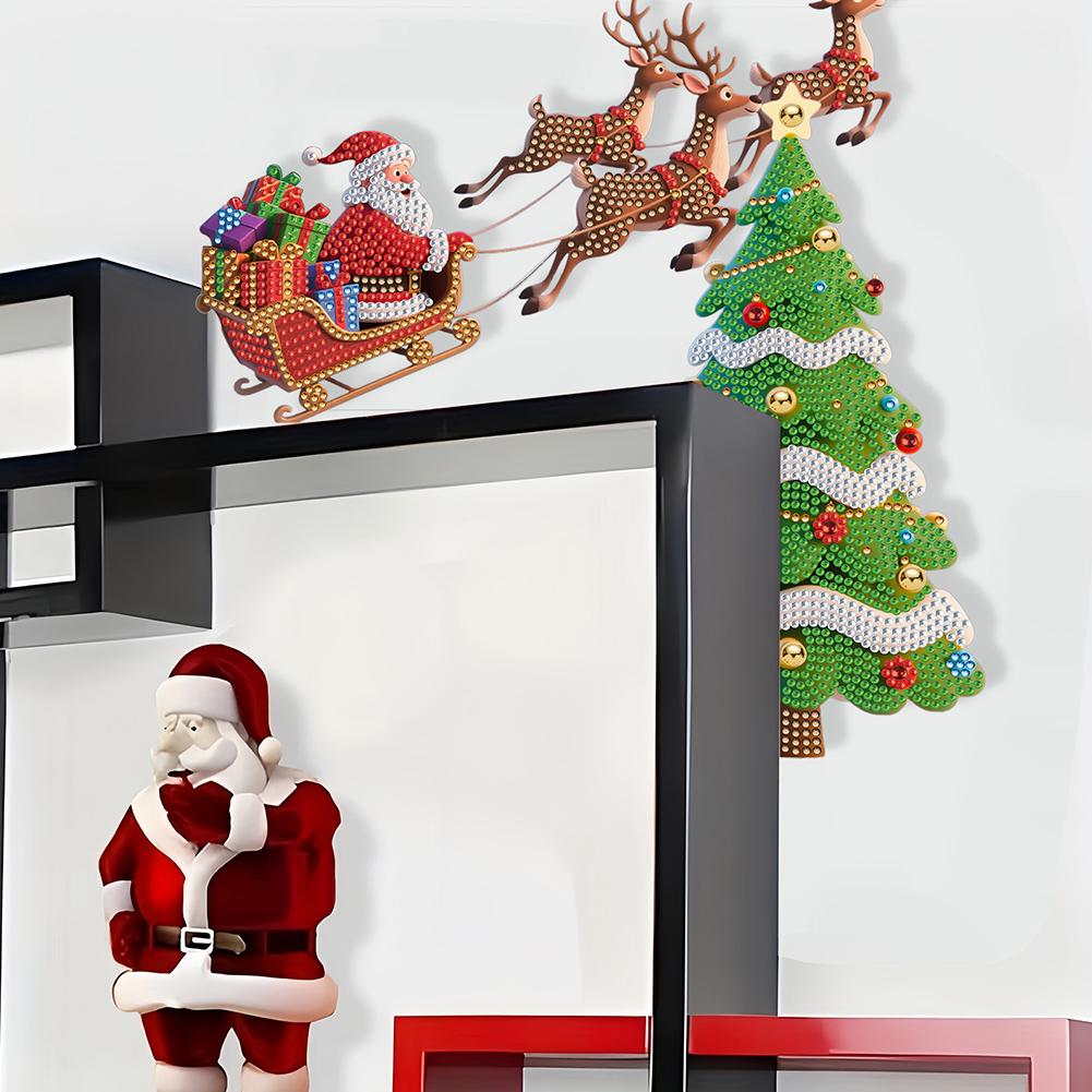 DIY Xmas Diamond Art Door Corner Pendants Diamond Arts Set Door Frame Hanging Decor Decorative PVC Door Pendant for Home Office