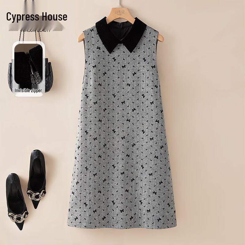 

Sibaishe Women s Color-Block Bowknot Collared Vest Dress L