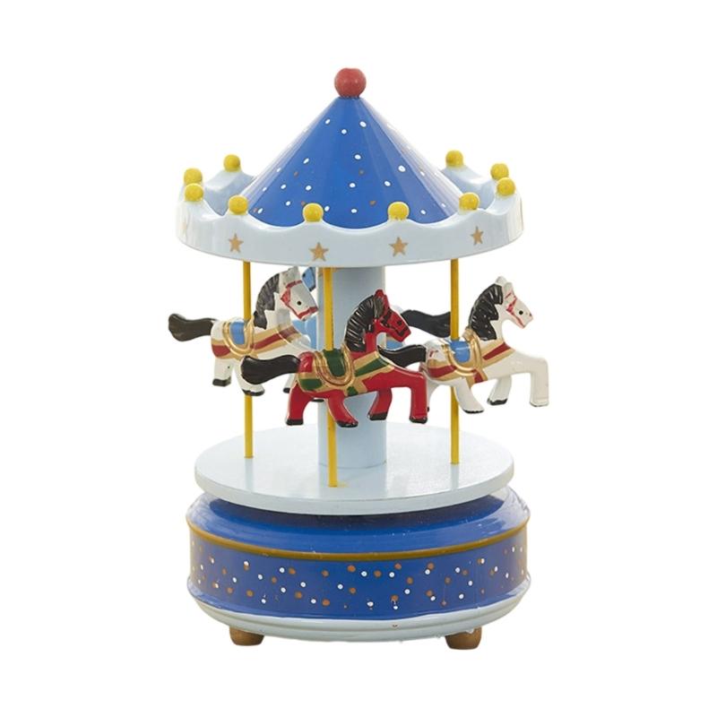 Hand Cranked Rotating Christmas Carousels Plays Traditional Holiday Song Smoothly