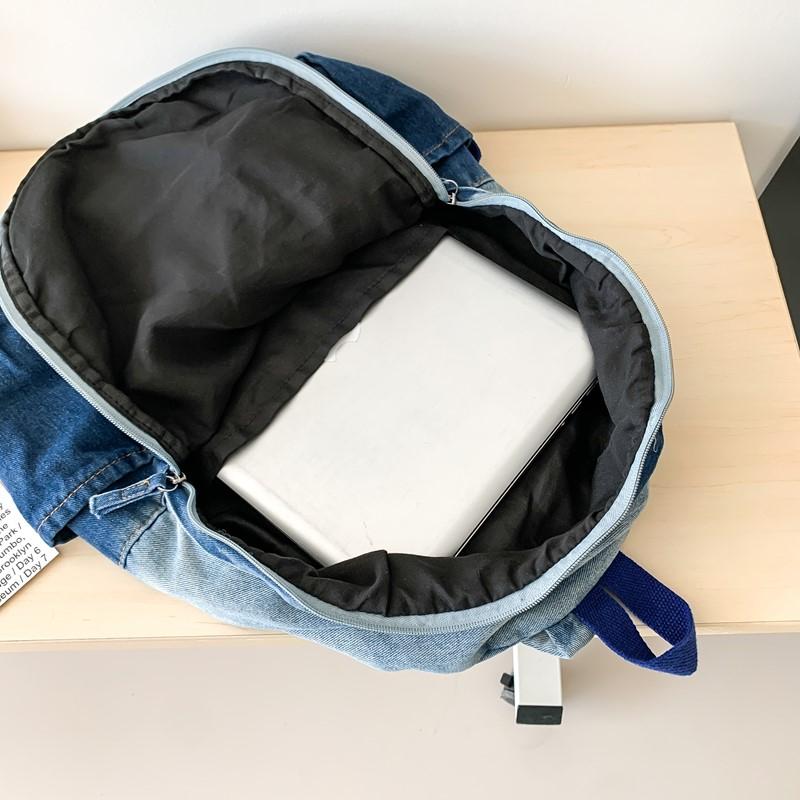 Gradient Retro Rucksack Große Kapazität Schüler Schultasche Jeans Rucksack