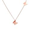 Women's Titanium Steel Gold-Plated Double Butterfly Pendant Necklace - Frosted, Colorfast, Lightweight, Trendy Design.
