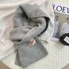 Scarf women's autumn and winter new versatile thickened warm bow scarf wool knitted scarf
