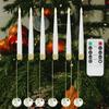 Bougies pour sapin de Noël avec télécommande Fausse bougie LED à piles avec télécommande Lot de 6 LED sans flamme avec crochet décoratif boule nacrée