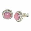 Natural Pink Opal Gemstone Handmade 925 Solid Sterling Silver Stud Earrings j7M68