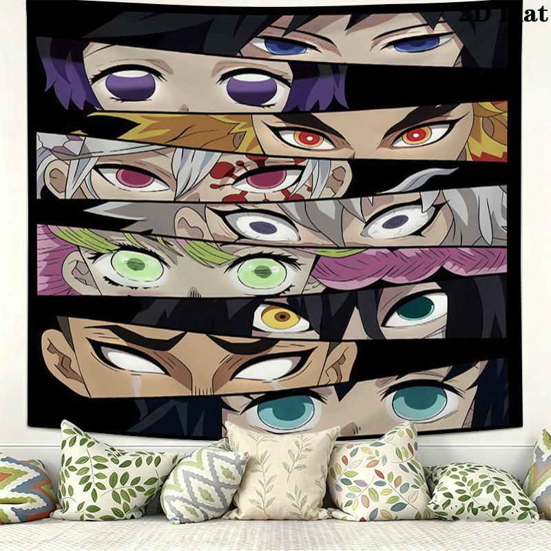 Demon Slayer Wall Tapestry Aesthetic Wall Hanging Printed Fabric Blanket Decorative Tapestries For Bedroom Living Room Home Decor