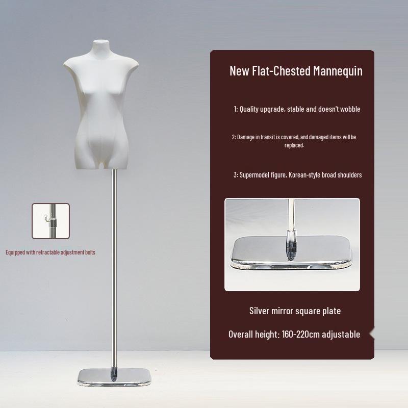 Korean Style Flat Body Female Mannequin with Wide Shoulders for Women's Clothing Display