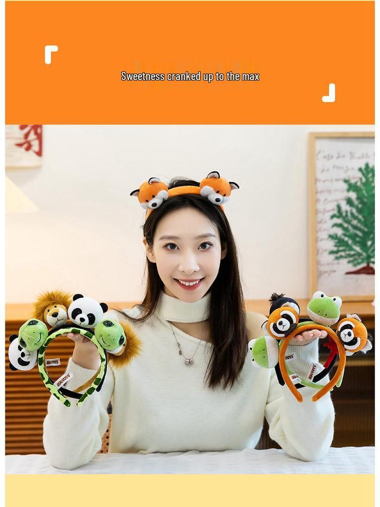 Cute Cartoon Plush Animal Ears Headband - Funny Face-Washing Hair Accessory