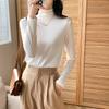 White brushed thickened turtleneck bottoming shirt for women in autumn and winter new loose and slim long-sleeved T-shirt for women with pile collar