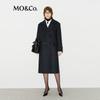 MO&Co. Merino Wool Double-Faced Long Coat with Rhinestone Embellishments