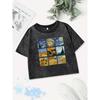 Sexy Cotton Crop Tops Women Van Gogh'S Starry Night Sunflowers Prints Washed T-Shirt Fit Tees Summer Clothes