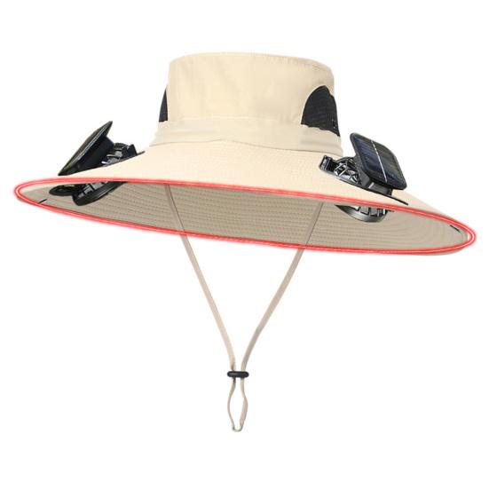 

Широкополая шляпа от солнца со встроенным солнечным вентилятором для мужчин и женщин, летняя охлаждающая пляжная шляпа-ведро для рыбалки на открытом воздухе, пешего туризма, кемпинга D