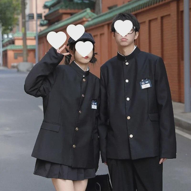 Japanese Style Stand Collar Zhongshan Suit: Men's Casual College Couple's Uniform