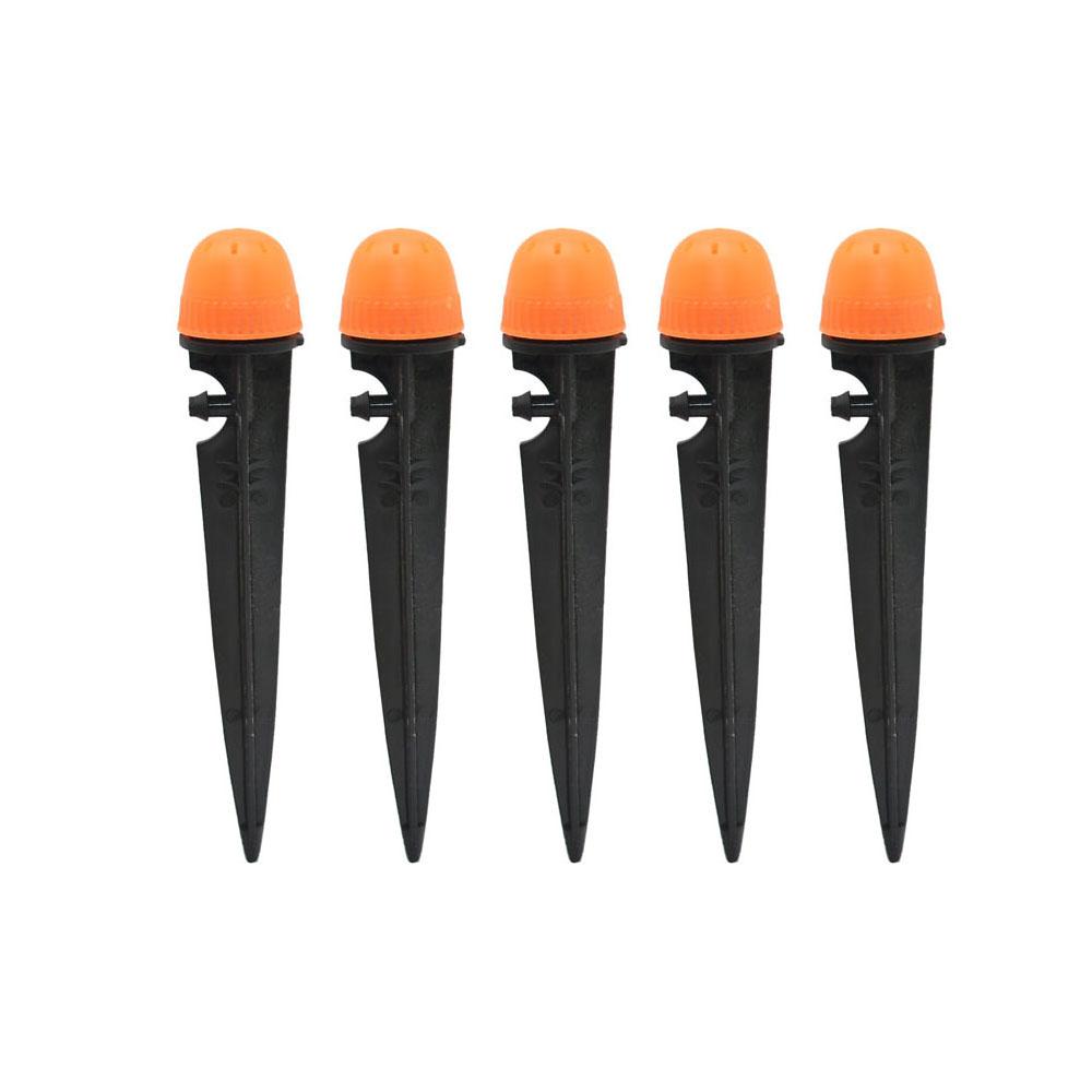 5pcs Adjustable Orange 360 Degree Sprinkler Mist Nozzle With Support Drippers Sprinkler For Watering Garden Irrigation
