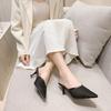 Summer French Half-drag Women's Outer Wear Stiletto Retro Mesh High-heeled Sandals and Slippers Pointed Shoes
