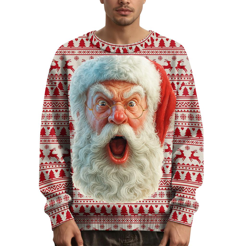 Herren Weihnachts Pullover mit bedrucktem Kragen