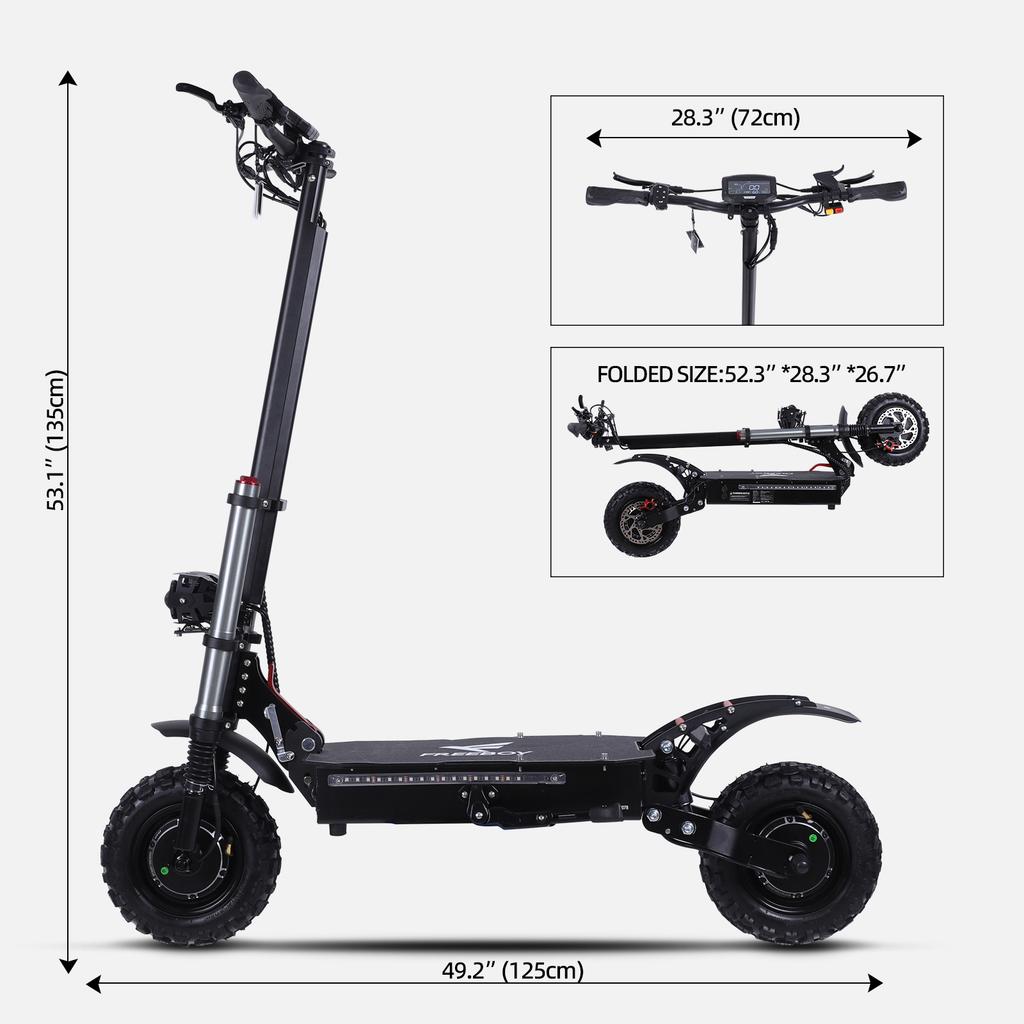 J30MAX Electric Scooter, 6000W Dual Motor 60V38Ah,NFC Card Activation Scooter, Hydraulic Brake 11" All Terrain Tires E-Scooter