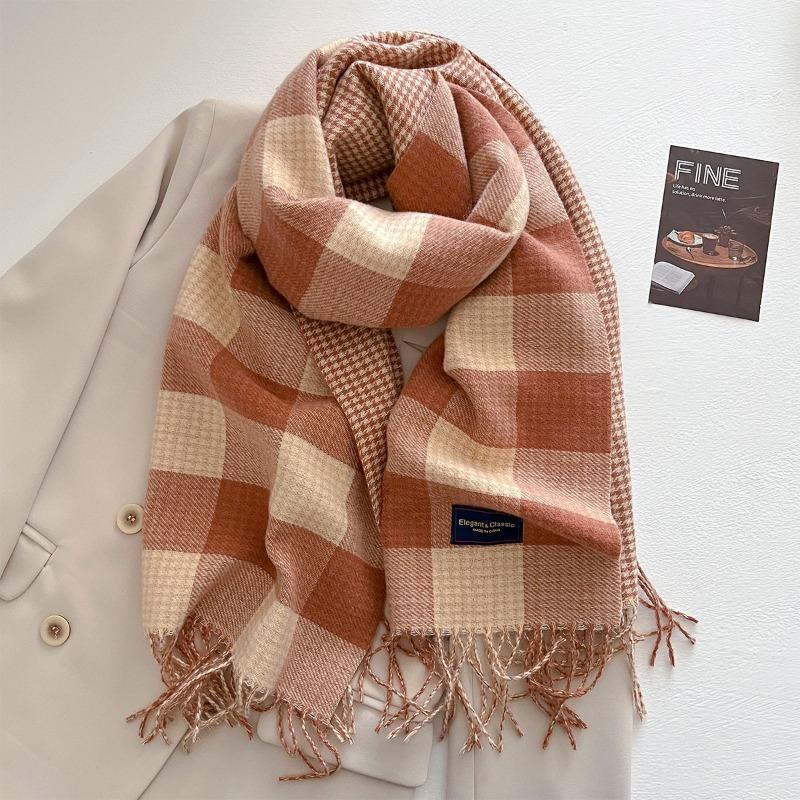 Autumn and winter new versatile scarf women's thickened woven thick beard fringed warm scarf imitation cashmere shawl