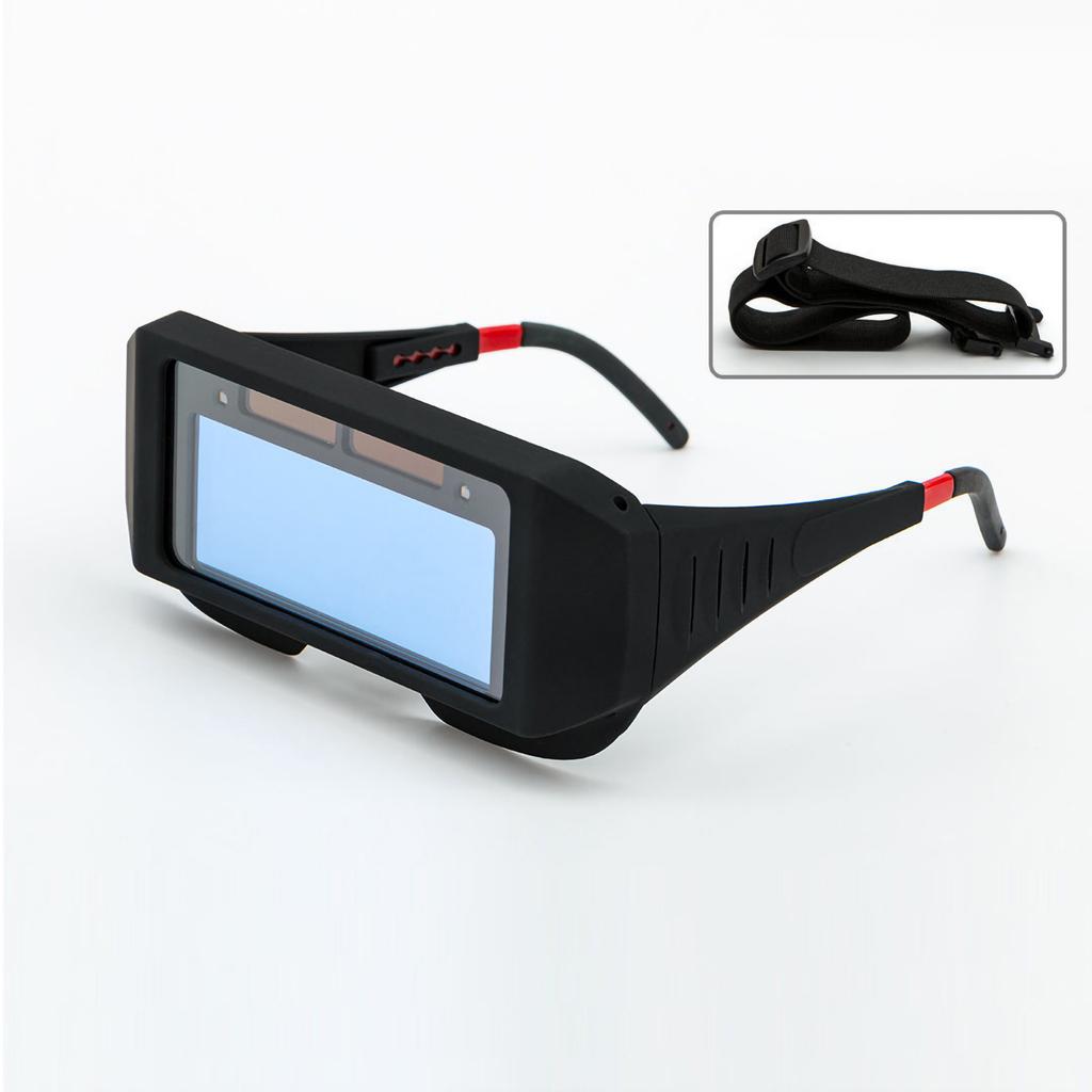 Okulary spawalnicze z automatycznym przyciemnianiem Ergonomiczne Czyste pole widzenia Ochronne gogle spawalnicze z gumką