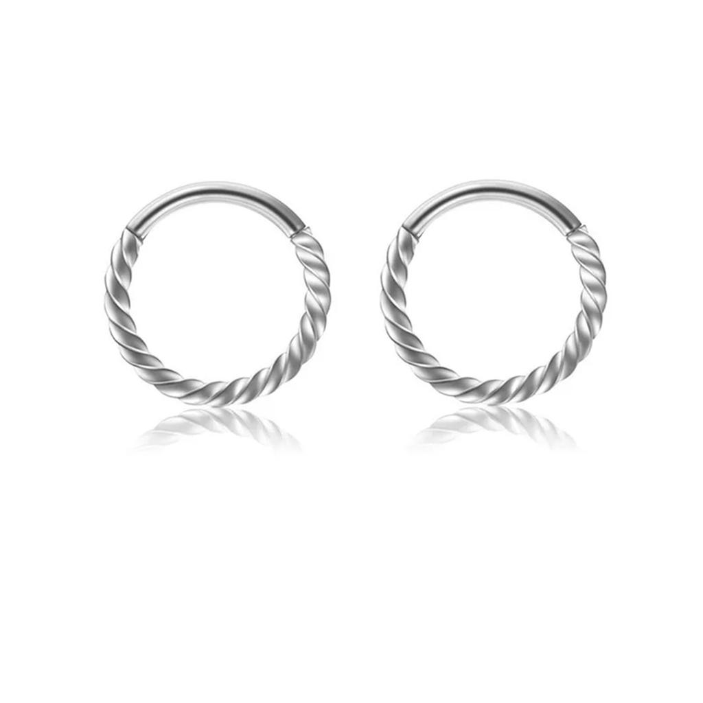 2Pcs 316L Stainless Steel Twist Hinged Septum Rings Clicker Hoops For Cartilage Tragus Helix Ear Piercing Jewelry