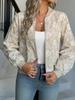 Women Autumn Winter Jacquard Zipper Jackets Elegant Loose Casual Tops Coat