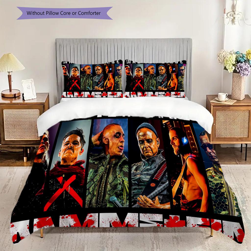 Rock Band Performance Theme Bedding (1 * Duvet Cover + 2 * Pillowcase, Without Core) 2D Flat Duvet Cover and Pillowcase Christmas Birthday Gift