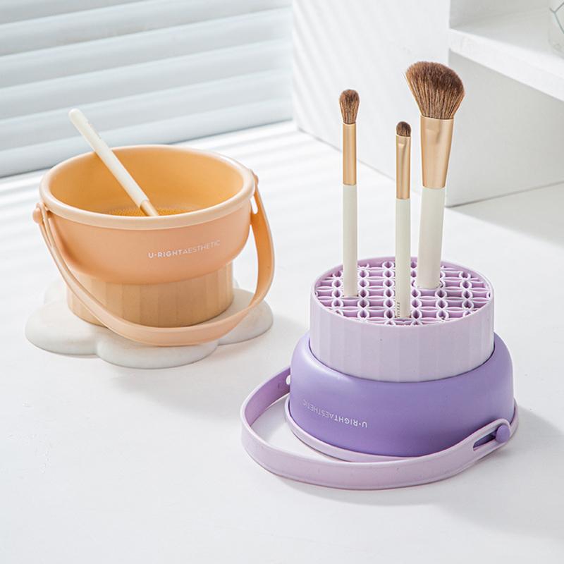 Makeup Brush Cleaning Bowl Beauty Egg Cleaning Tool Storage Set Brush Powder Puff Dry Cleaning Silicone Drying Shelf