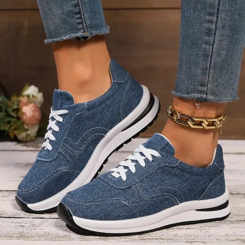 Scarpe di Tela da Donna 2025 Moda Sneakers Basse con Lacci Tinta Unita Casual Scarpe Vulcanizzate da Donna Taglie Forti Zapatillas Mujer
