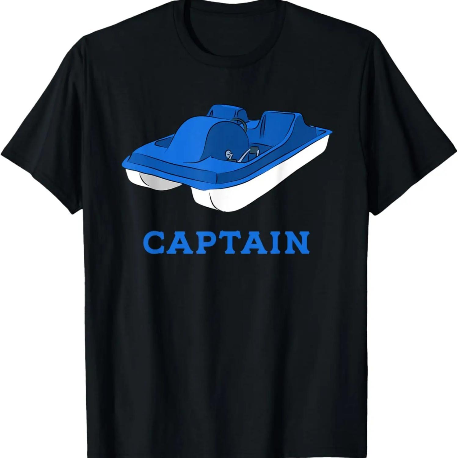 

Blue and White Pedal Boat Captain Graphic T-Shirt XXXXXL чёрный