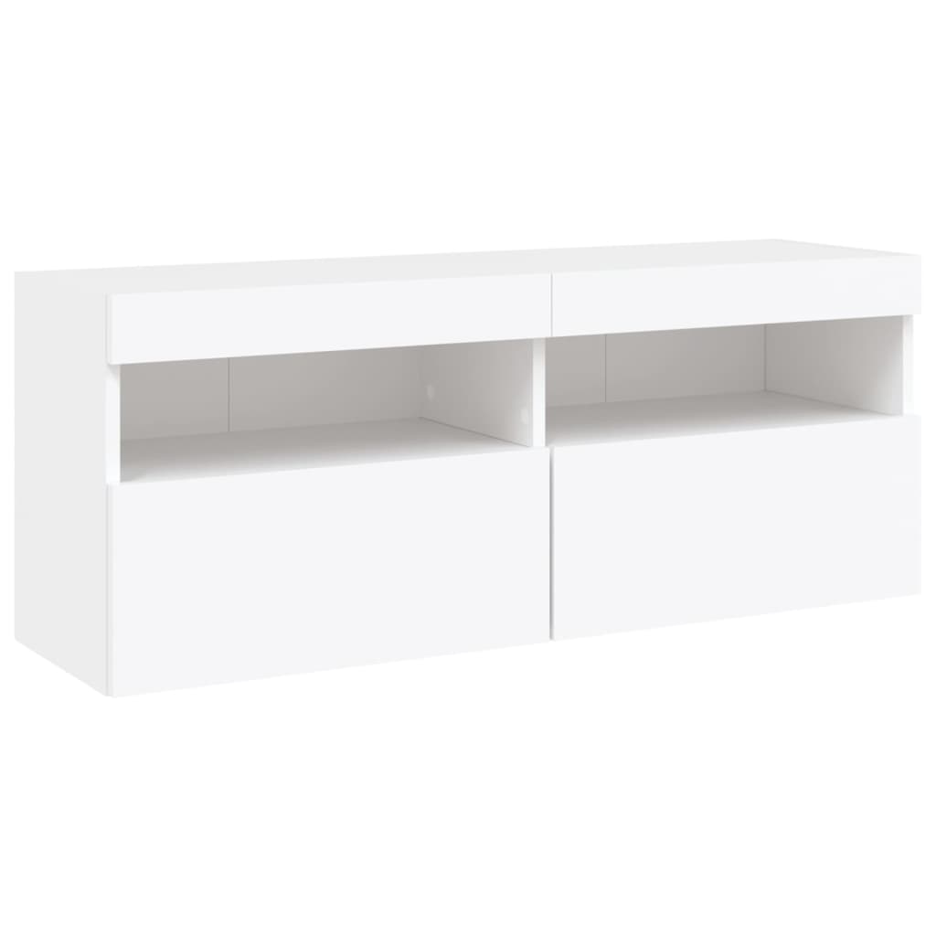 7 Piece TV Wall Unit with RGB LED Lights White