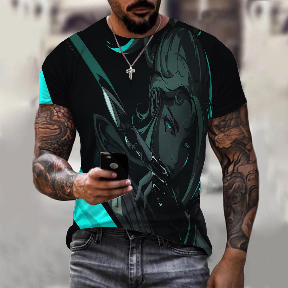 

Крутая трендовая футболка с аниме-принтом, персонализированная футболка с круглым вырезом и короткими рукавами, летняя мода 6XL