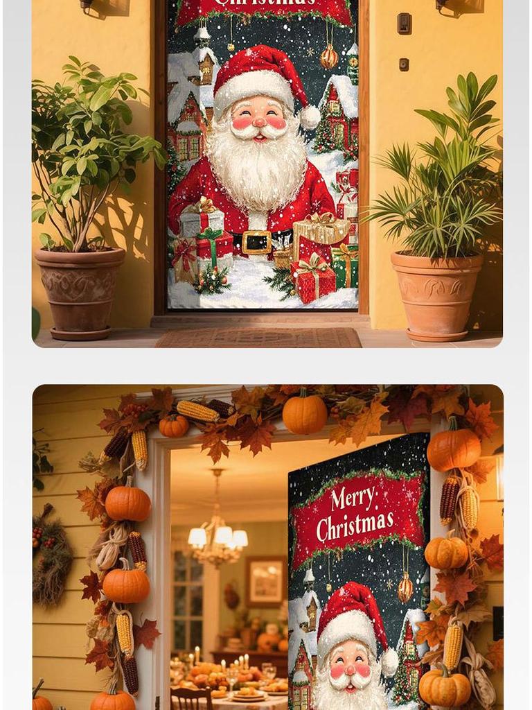 Cross-border Christmas Decoration: Santa Claus Door Banner for European & American Outdoor Parties