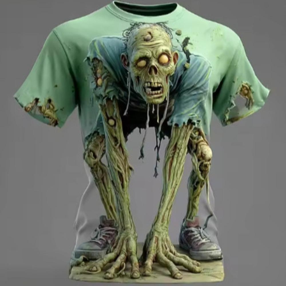 Zomer Mannen Casual Mode Creatief Casual Dagelijks T-shirt Los Casual T-shirt 3D Digitale Kleur Geprint T-shirt