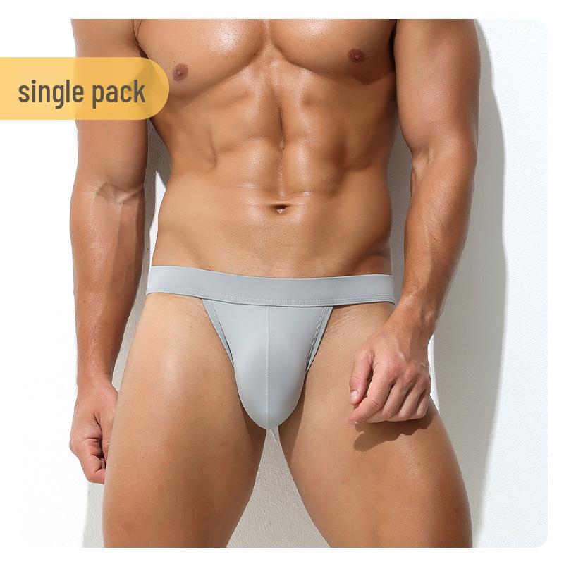 

Чоловічі спортивні плавки з низькою посадкою з крижаного шовку з великим гульфіком S (45-55 kg) сірий колір